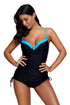Sexy Black Pin up Blue Bustline Tankini